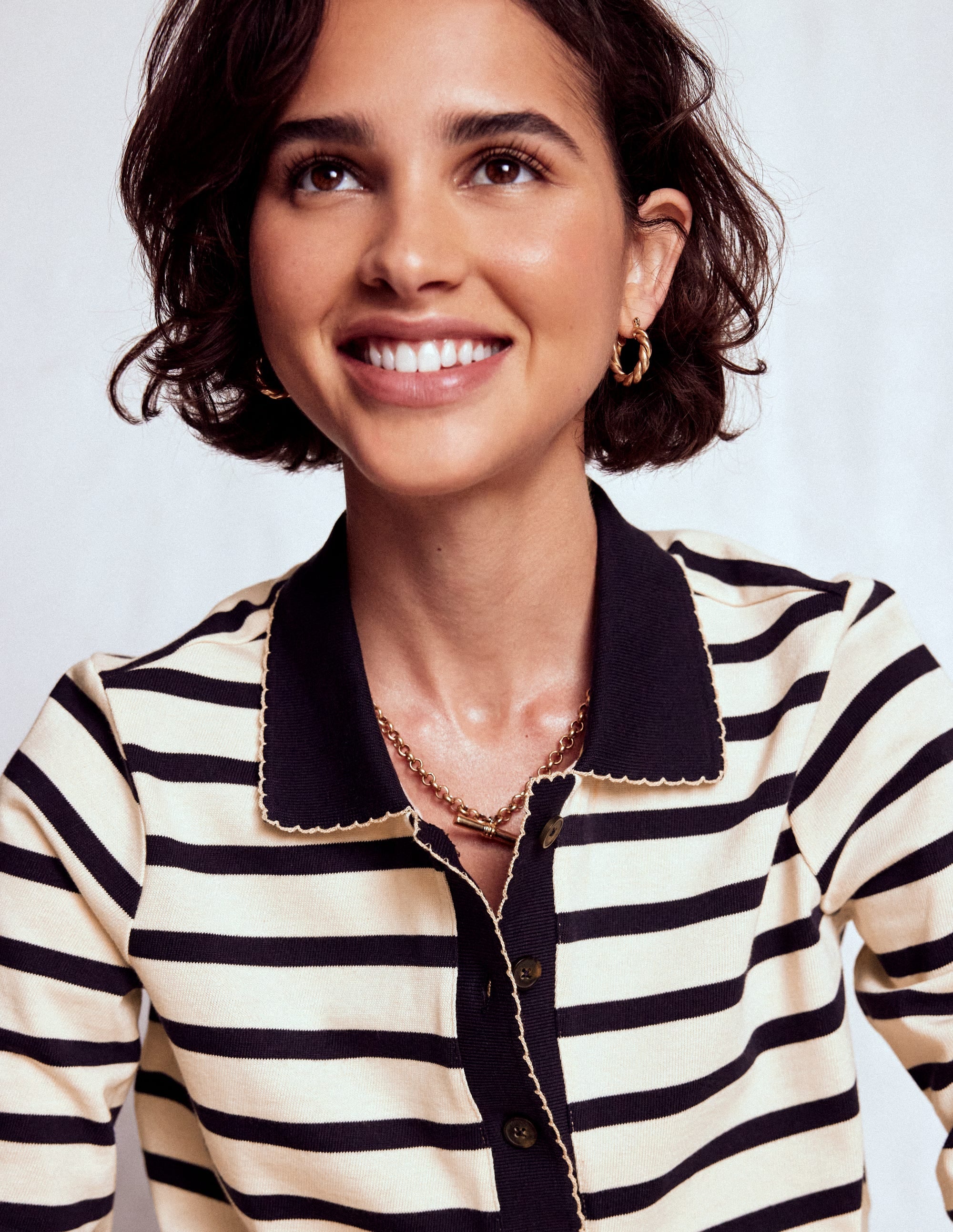 Collared Mariner-Ivory and French Navy Stripe - Image 1