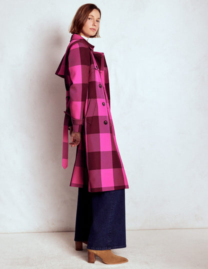 Cheltenham Trench Coat-Pink Peony, Chestnut Gingham-6