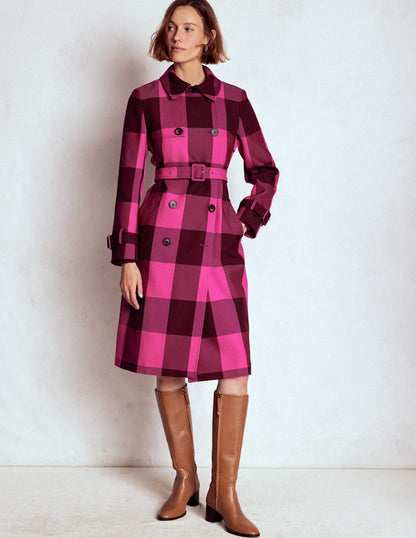 Cheltenham Trench Coat-Pink Peony, Chestnut Gingham-7