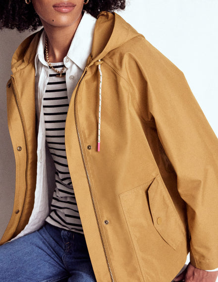 Cropped Rain Mac-Hazelnut Brown