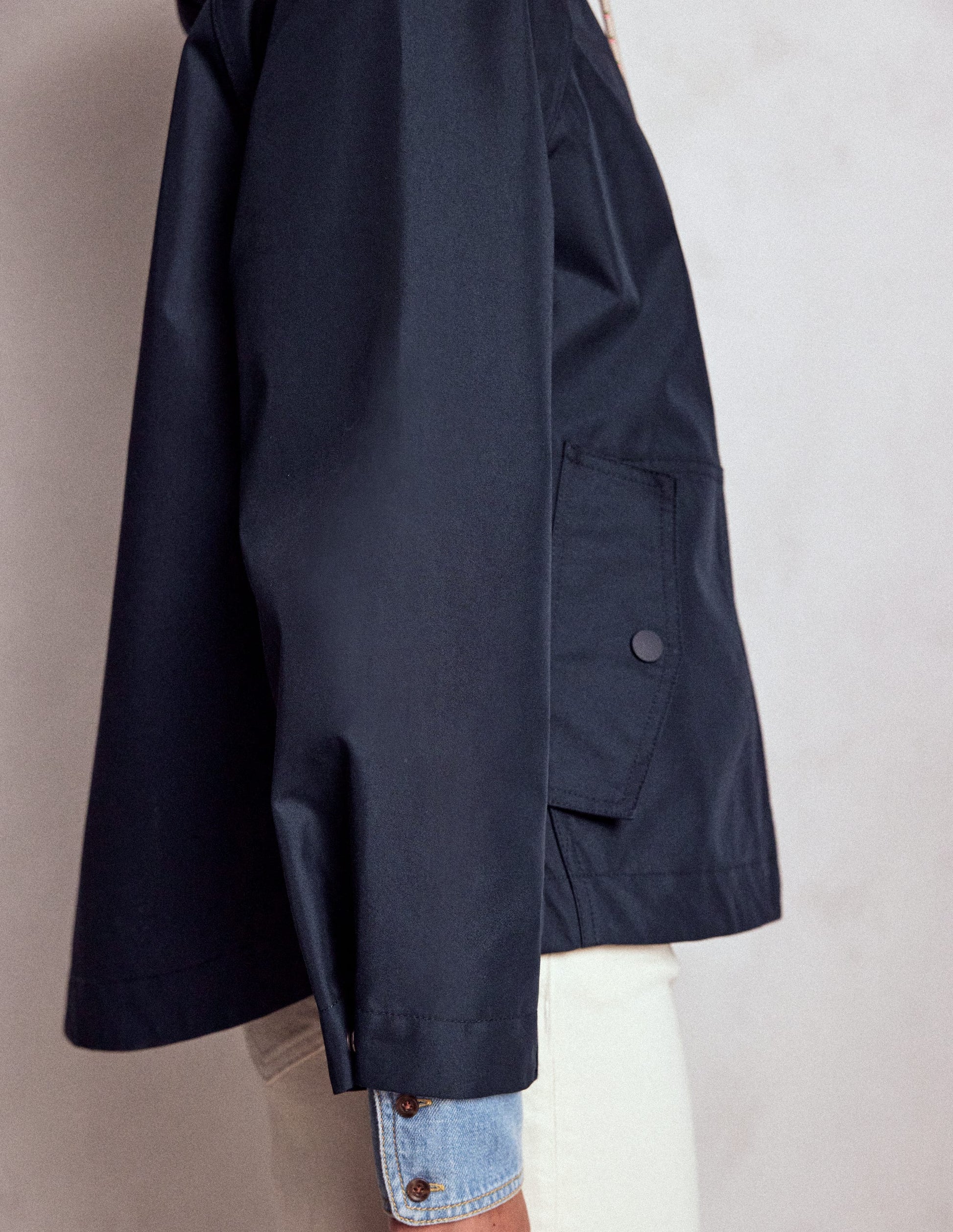 Cropped Rain Mac-Navy-2