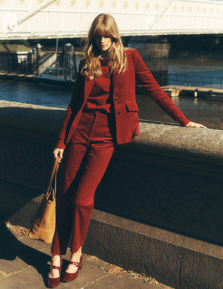 Stamford Cord Blazer-Burgundy Red
