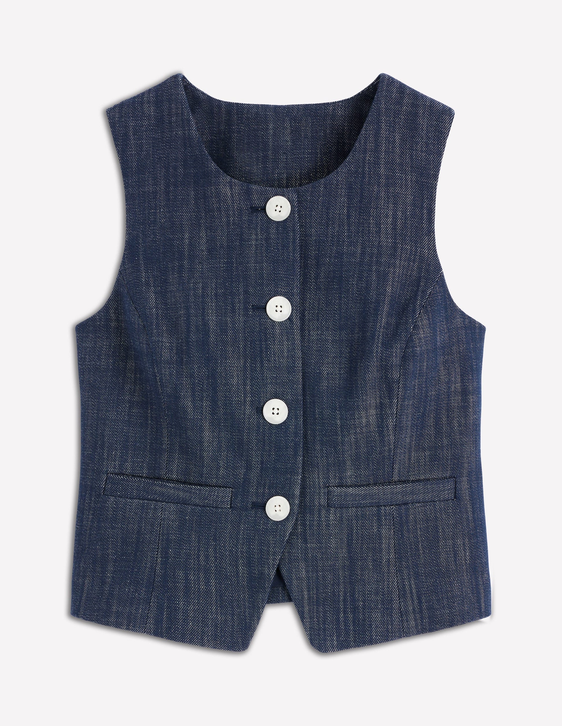 Tailored Twill Waistcoat-Indigo-7