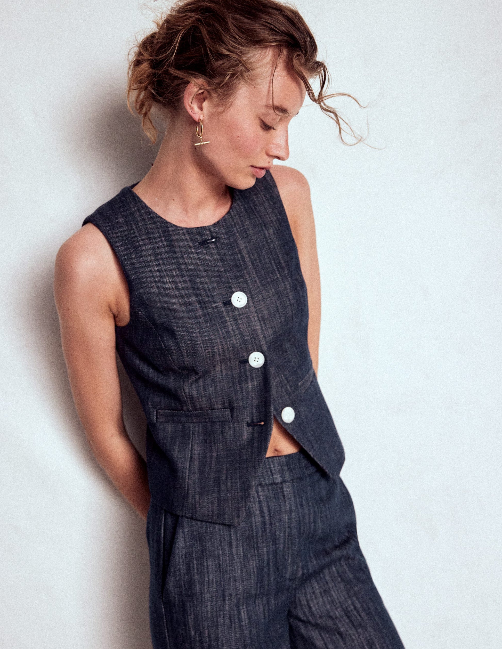 Tailored Twill Waistcoat-Indigo-2