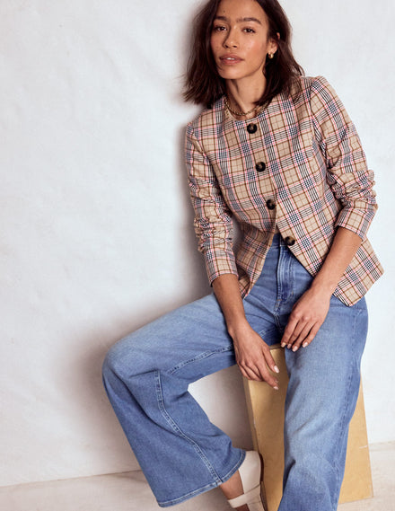 Hampstead Check Blazer-Brown, Pink & Navy  Check