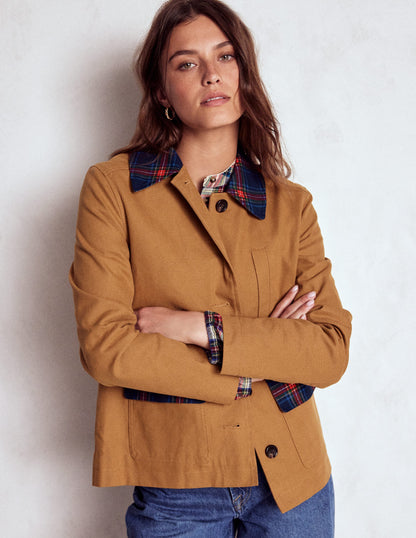 Canvas Barn Jacket-Hazelnut Brown, Check-1