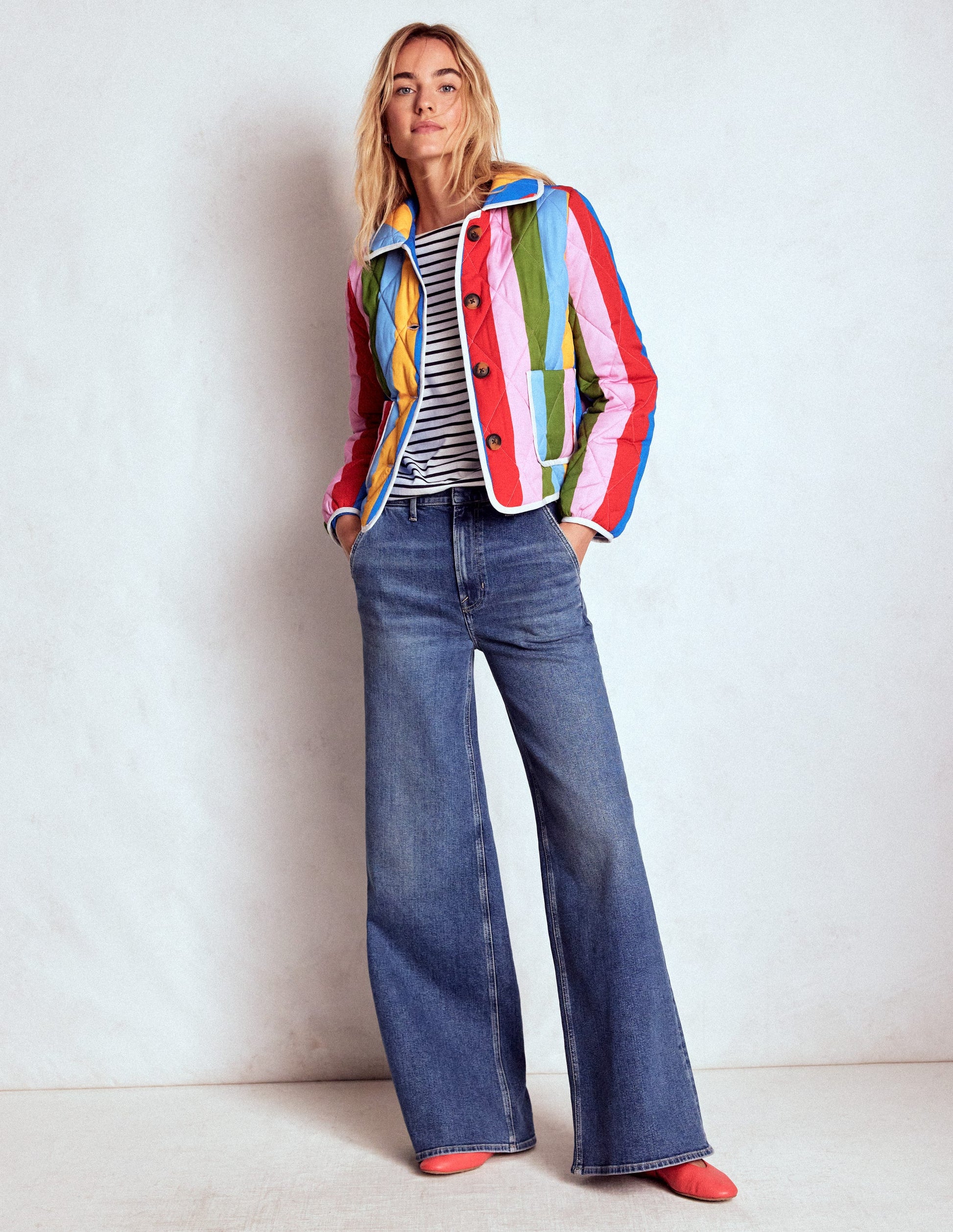 Fitzrovia Quilted Jacket-Rainbow Stripe-7