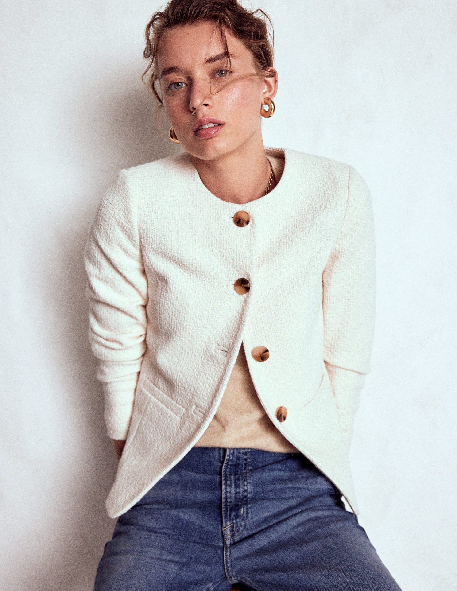 Hampsted Textured Blazer-Cream Texture-1