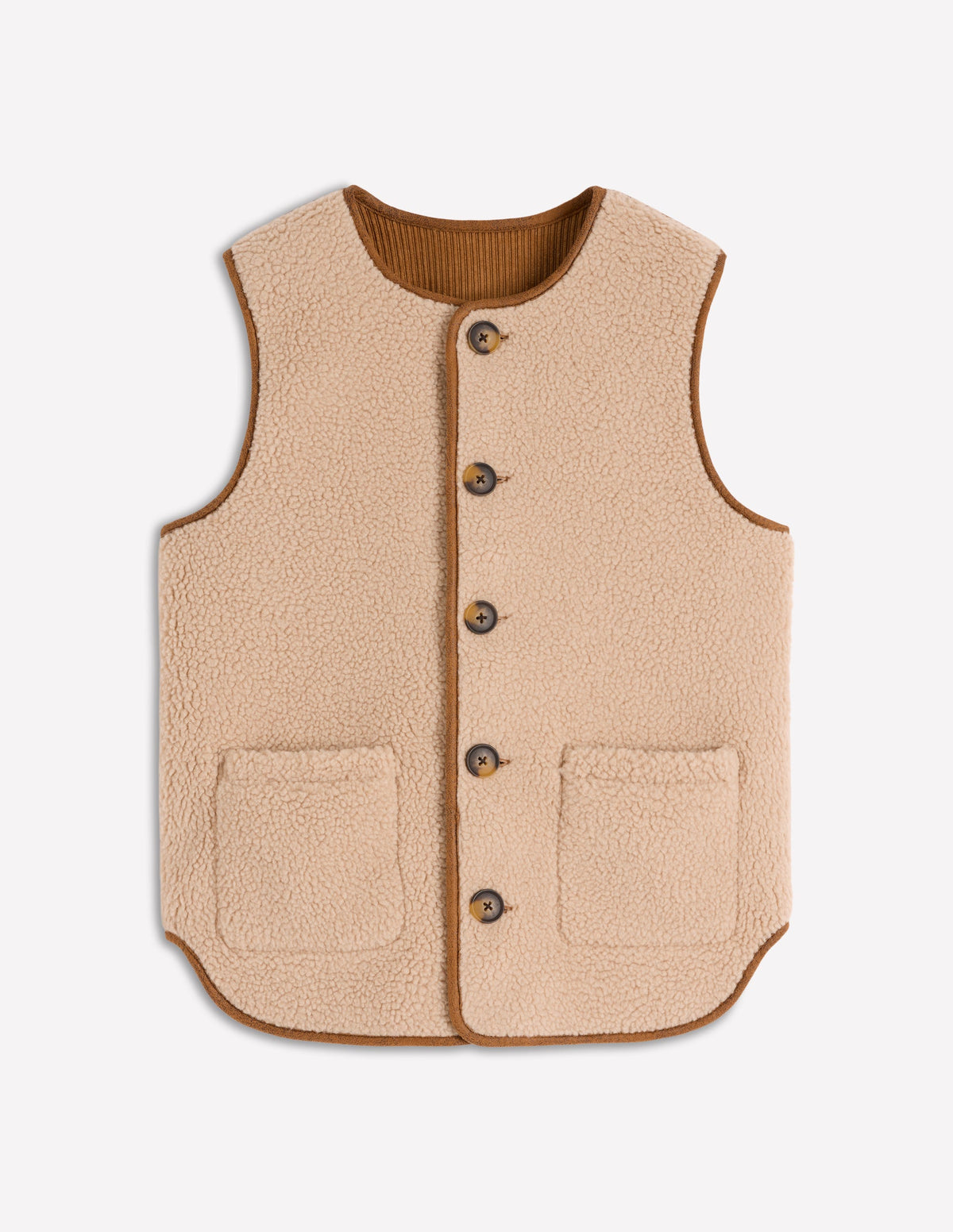 Clerkenwell Reversible Gilet-Hazelnut Brown, Natural - Image 7