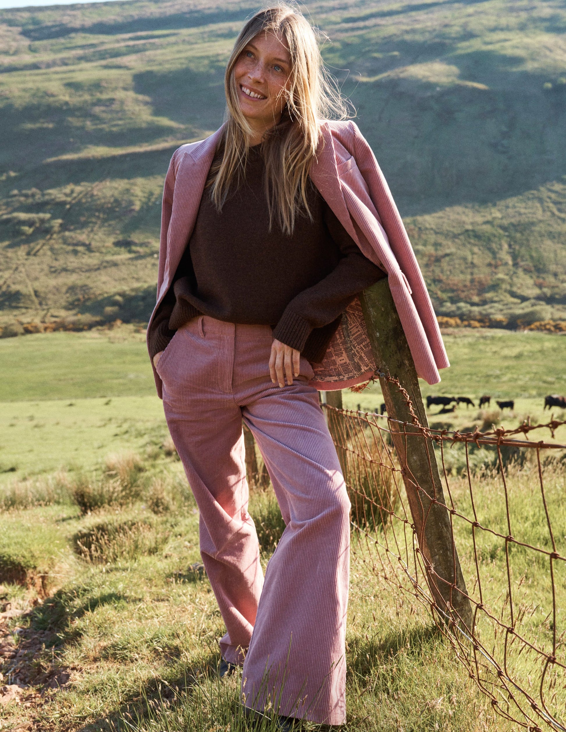 Woodbridge Cord Blazer-Blushing Rose-1