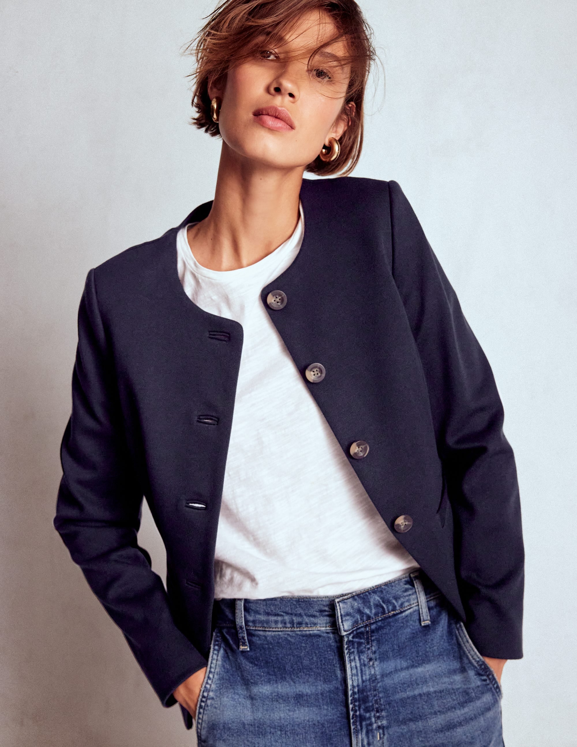 Hampstead Ponte Twill Blazer-Navy - Image 1