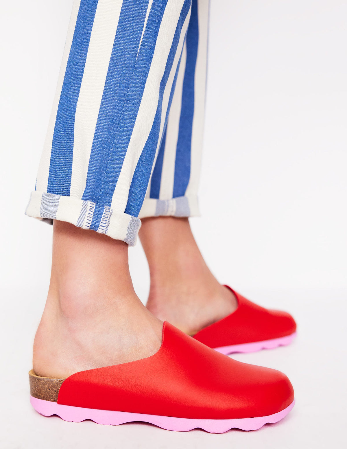 Lyla Colour Block Clogs-Post Box Red/Soft Pink - Image 2