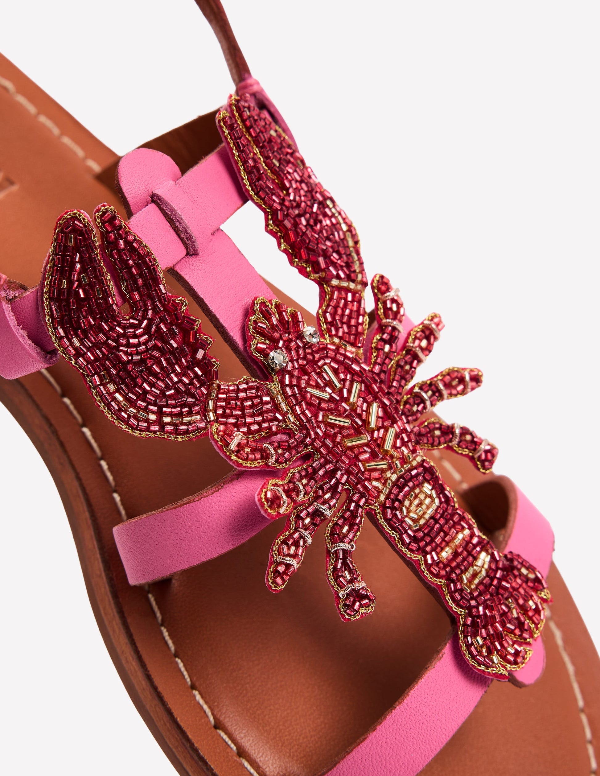 Novelty Beaded Flat Sandals-Lobster-4