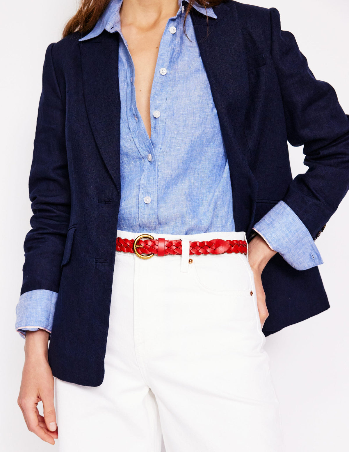 Skinny Plaited Belt-Post Box Red - Image 2