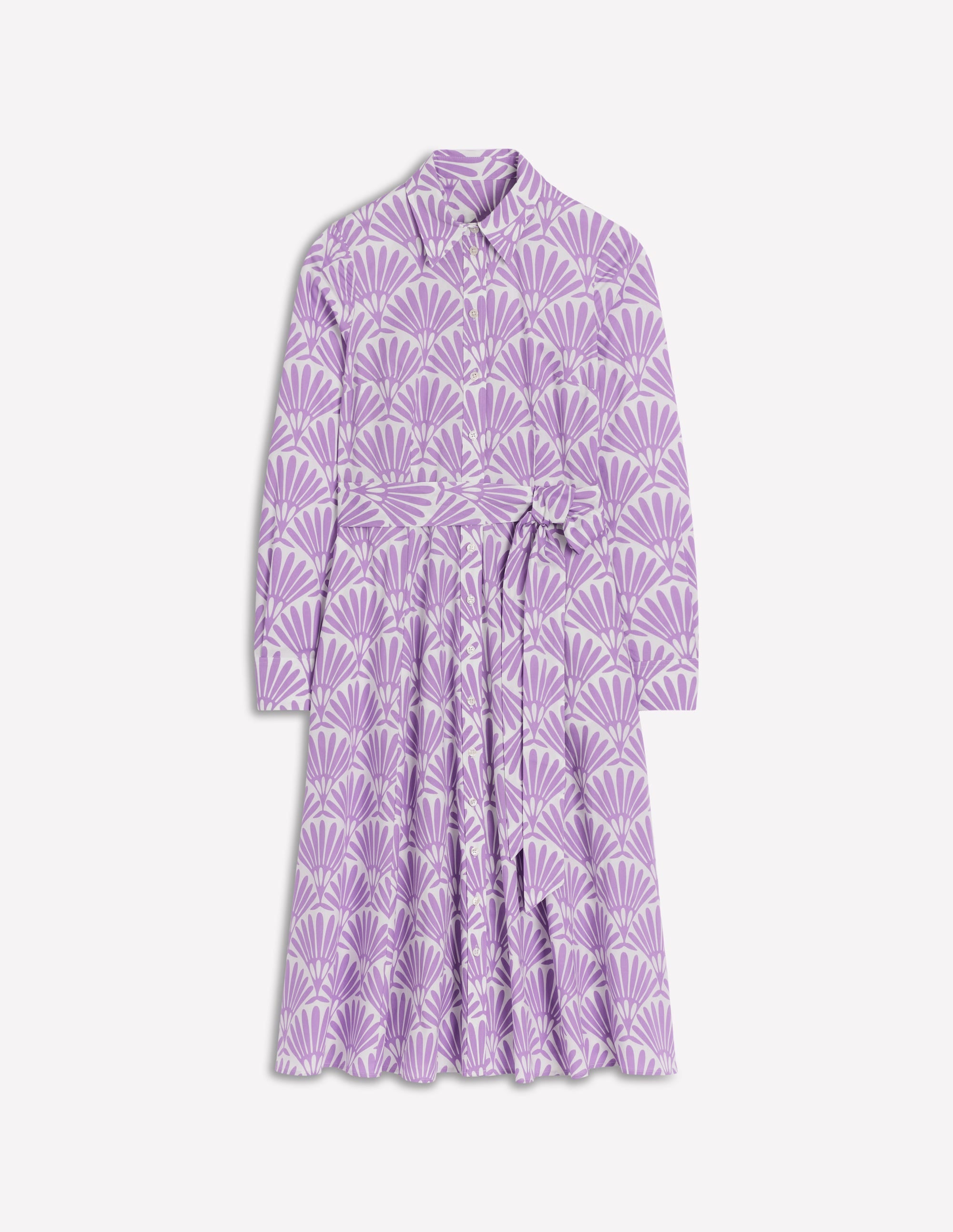 Amy Cotton Midi Shirt Dress-Pretty Violet, Deco Palm - Image 5