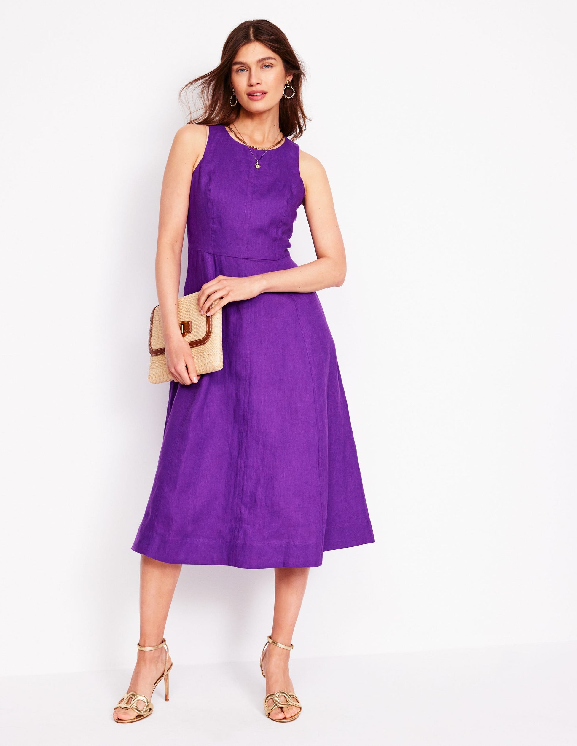 Carla Linen Midi Dress-Royal Purple-1