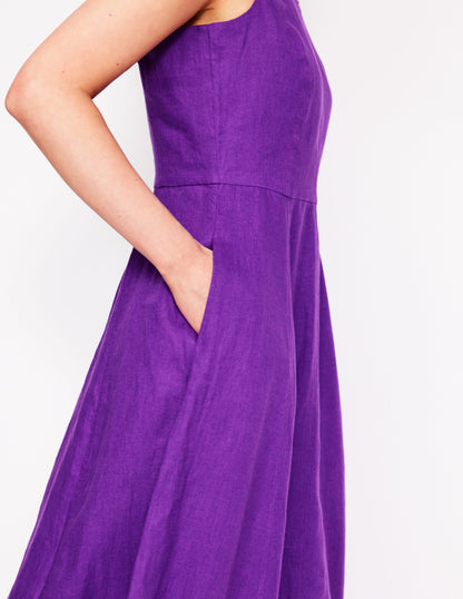 Carla Linen Midi Dress-Royal Purple-3