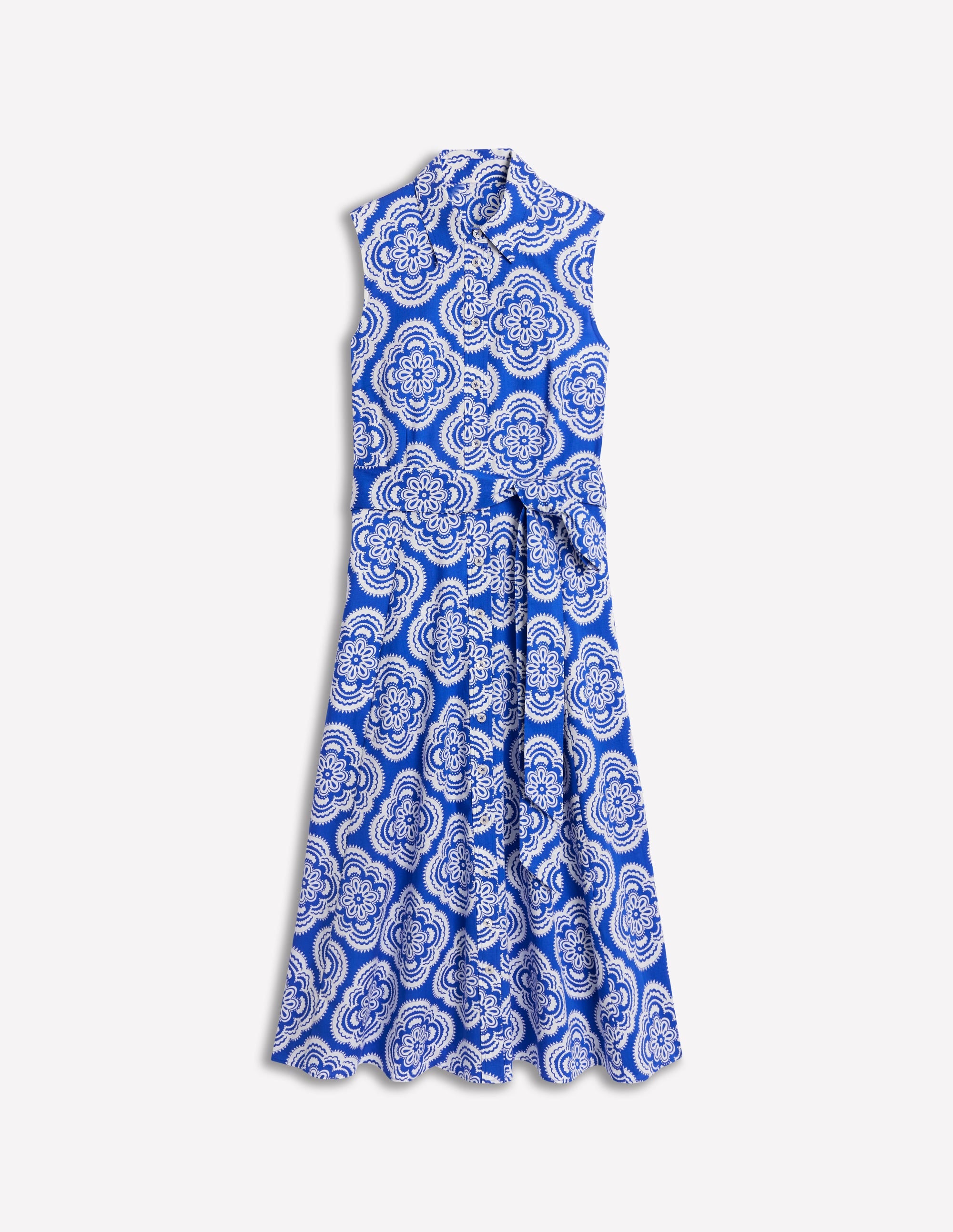 Amy Sleeveless Shirt Dress-Gallery Blue, Botanic Blush - Image 5