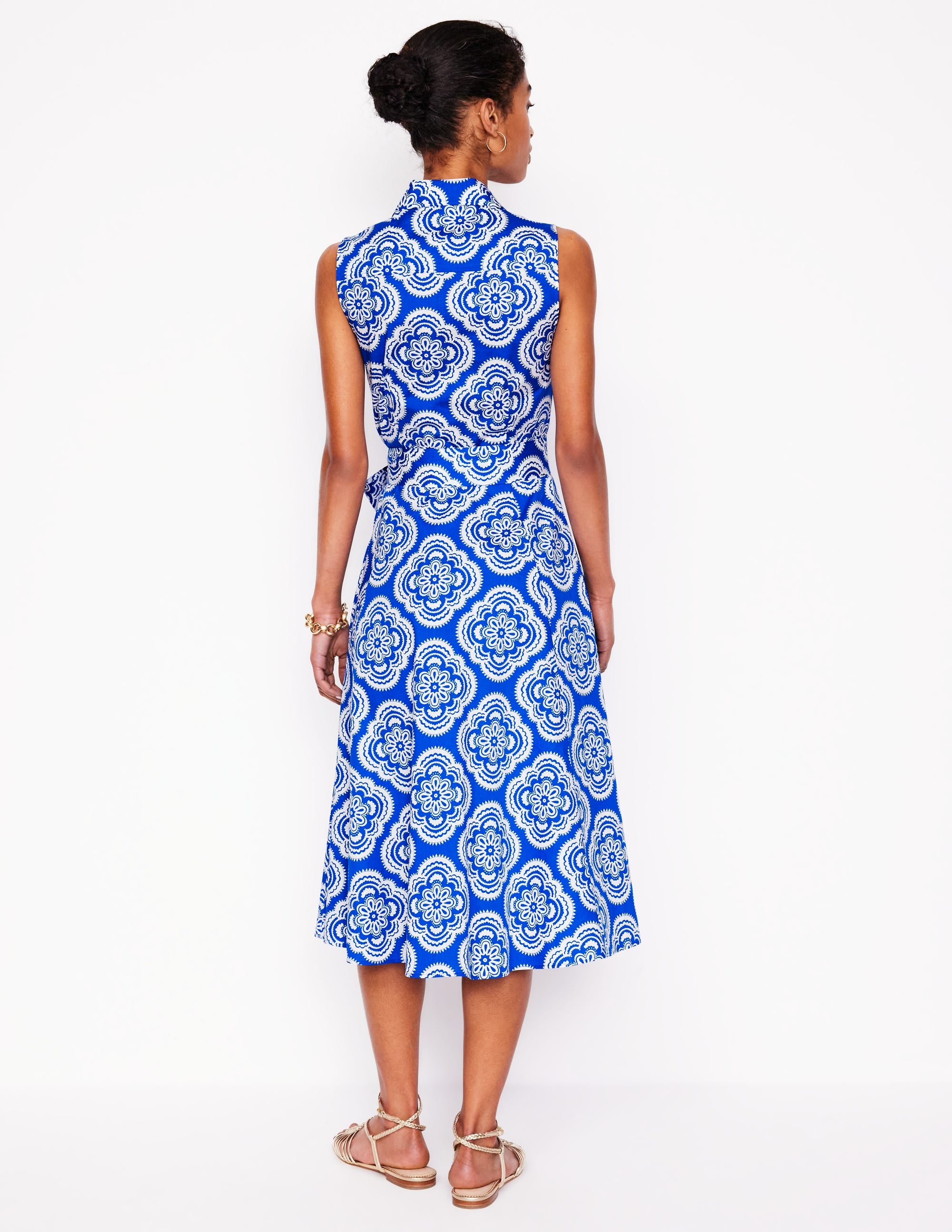 Amy Sleeveless Shirt Dress-Gallery Blue, Botanic Blush - Image 3