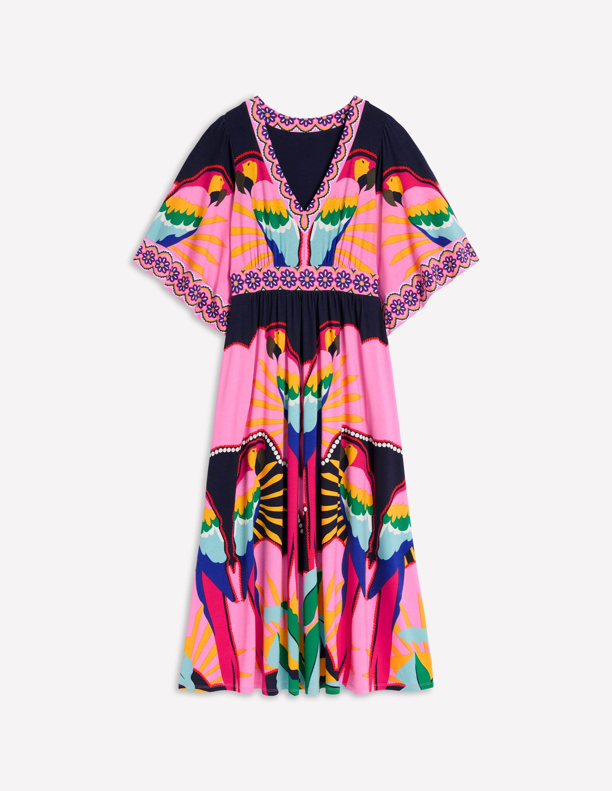 Maya Kimono Jersey Maxi Dress-Multi, Paradise Parrot-6
