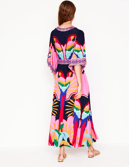 Maya Kimono Jersey Maxi Dress-Multi, Paradise Parrot-3