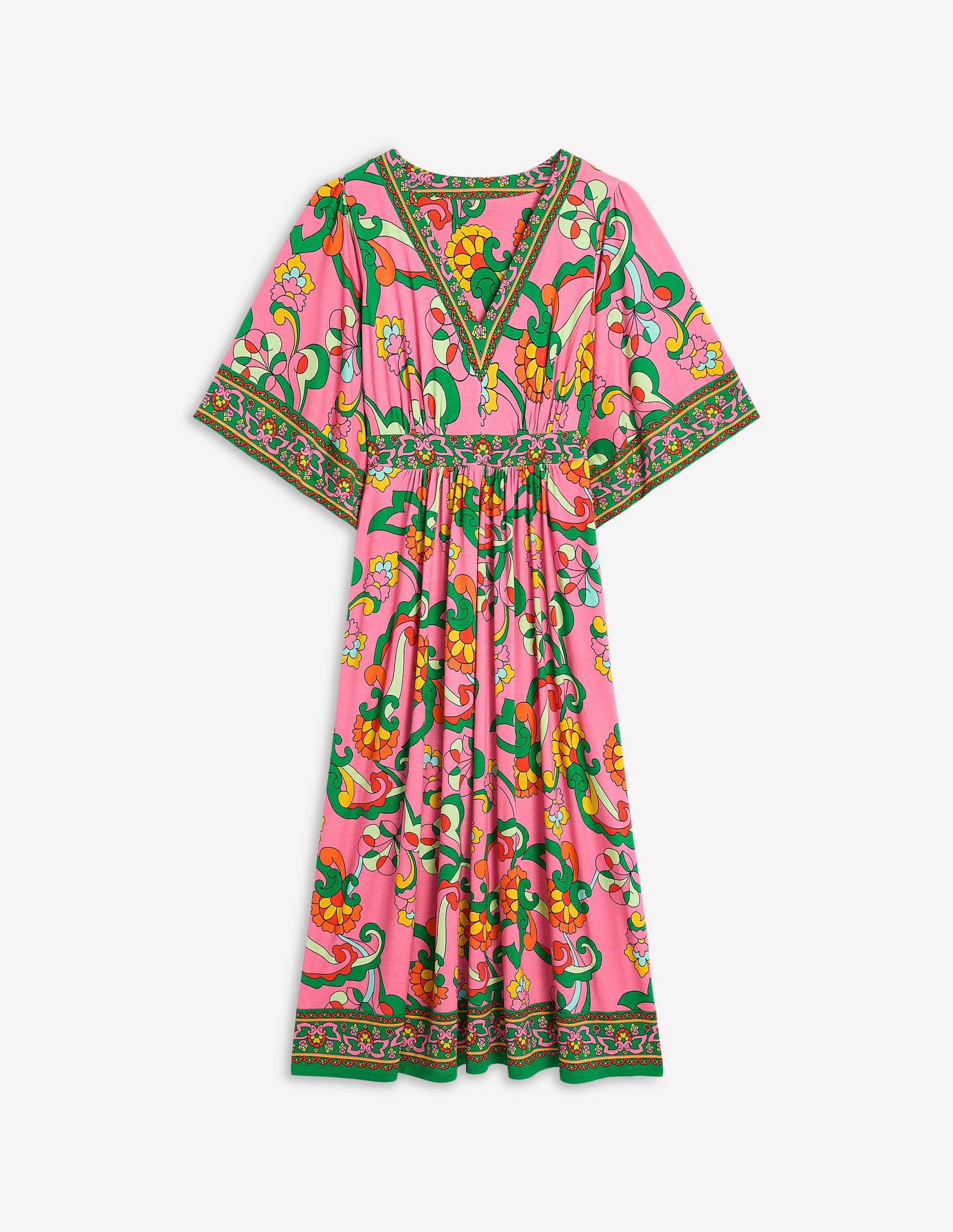 Maya Kimono Jersey Maxi Dress-Pink Rose, Foliage Trail-7