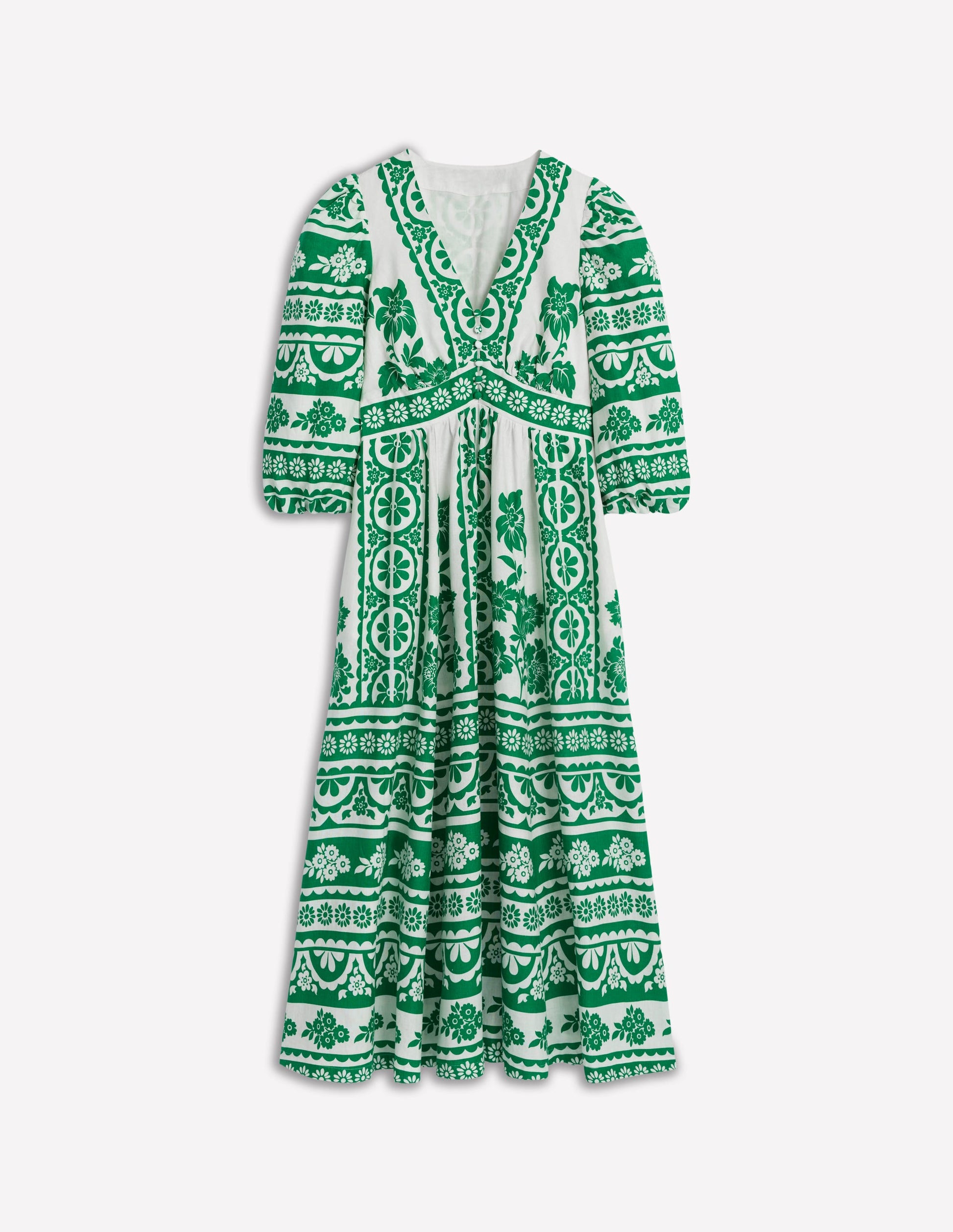 Lola Blouson Maxi Dress-Rich Emerald, Ornate Tropics | Boden Global Lola Blouson Maxi Dress-Rich Emerald, Ornate Tropics | Boden Global