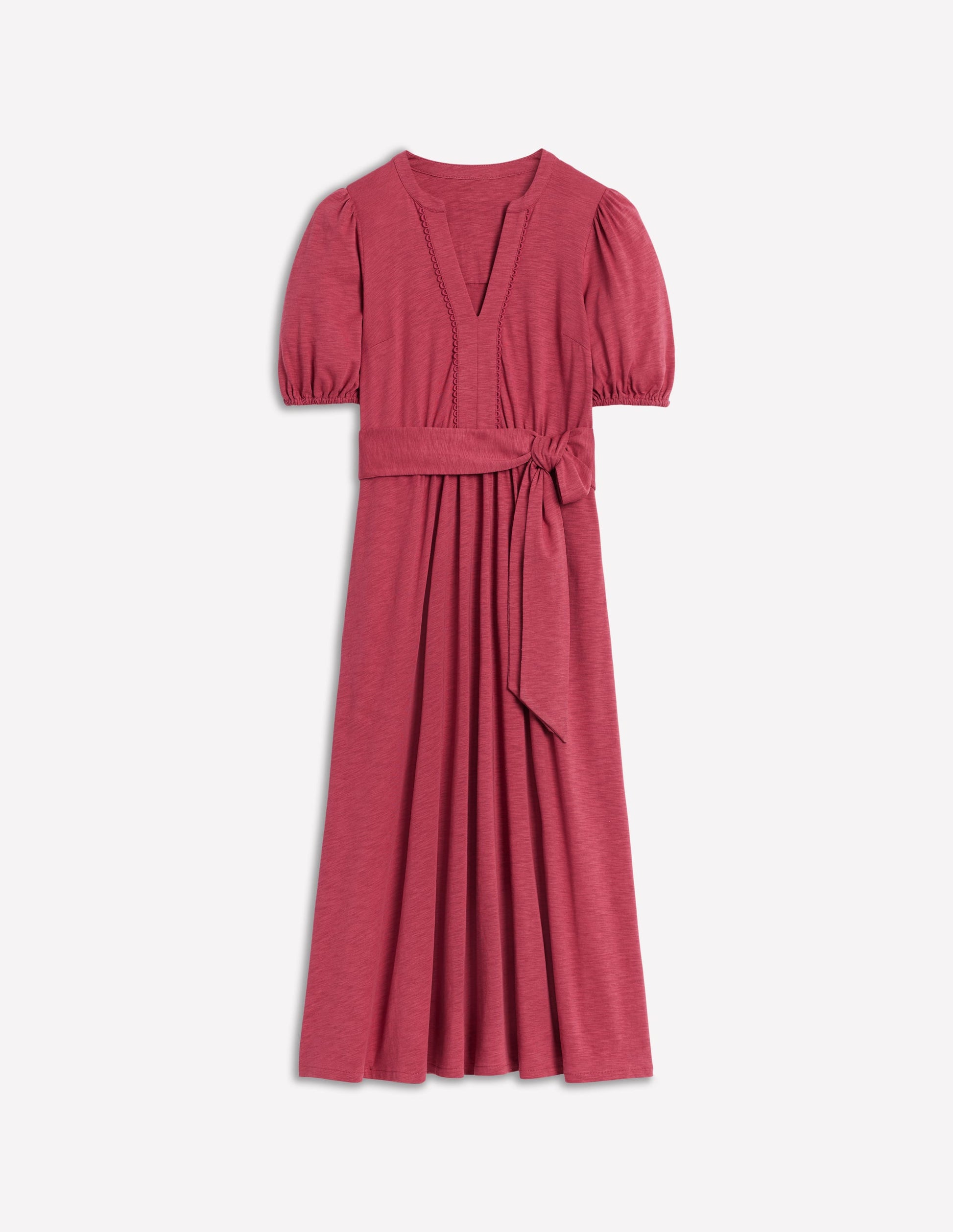 Sofia Trim Jersey Midi Dress-Terracotta Red-5