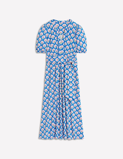 Sofia Trim Jersey Midi Dress-Bright Blue, Blossom Terrace-5