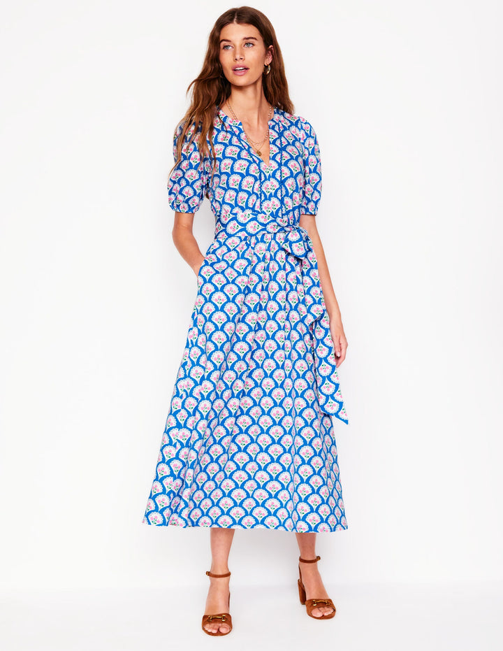 Sofia Trim Jersey Midi Dress-Bright Blue, Blossom Terrace