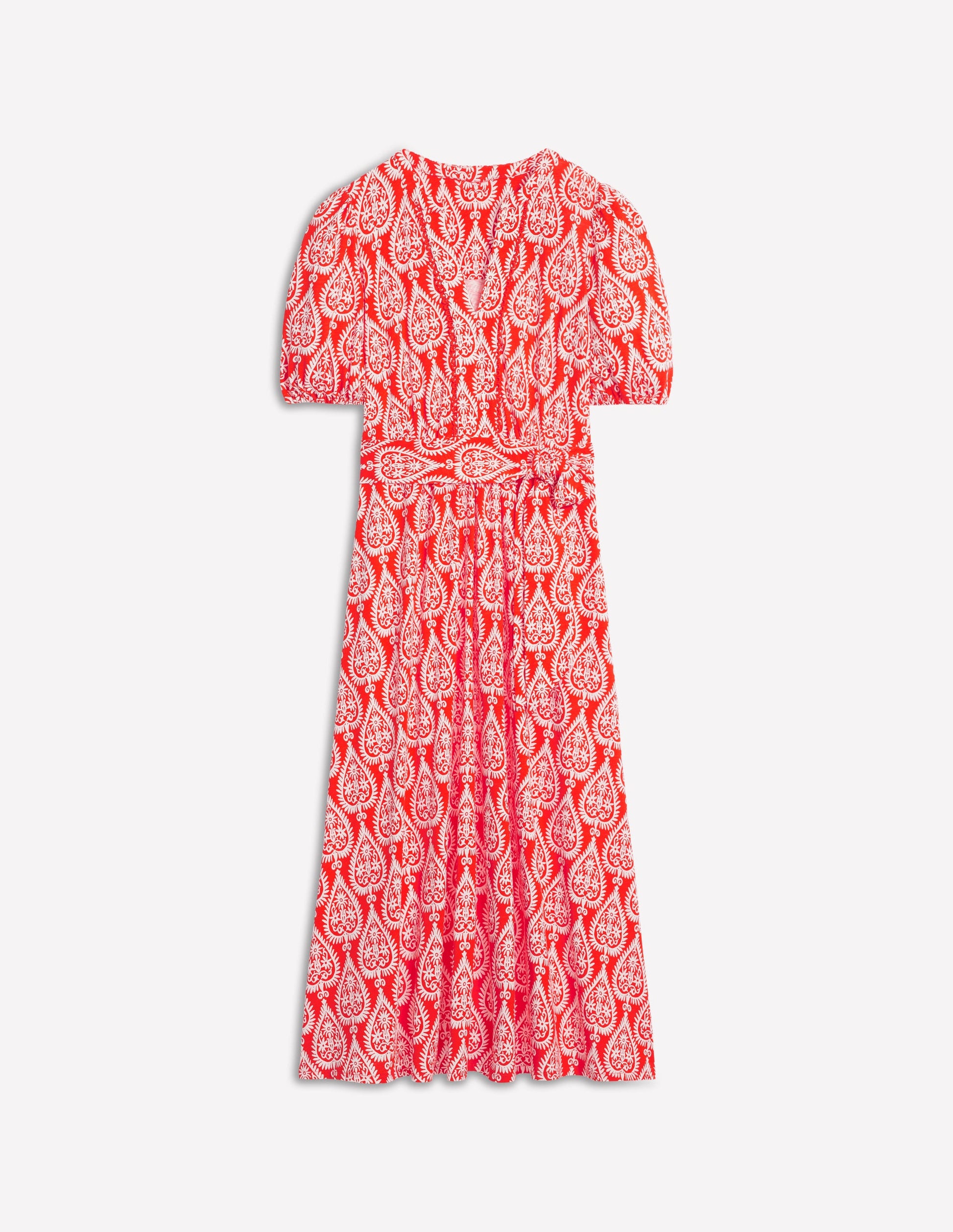 Sofia Trim Jersey Midi Dress-Firecracker Red, Ornate Geo | Boden Global Sofia Trim Jersey Midi Dress-Firecracker Red, Ornate Geo | Boden Global
