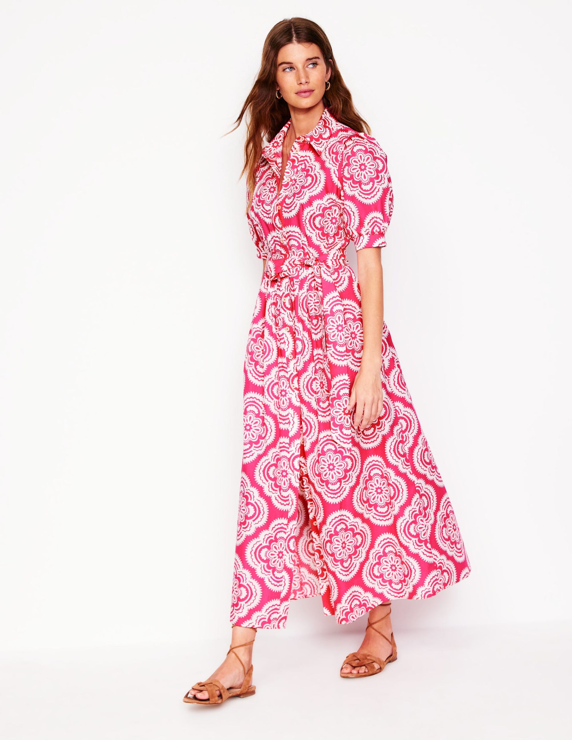 Alexa Maxi Shirt Dress-Pink Peony, Botanic Blush-1