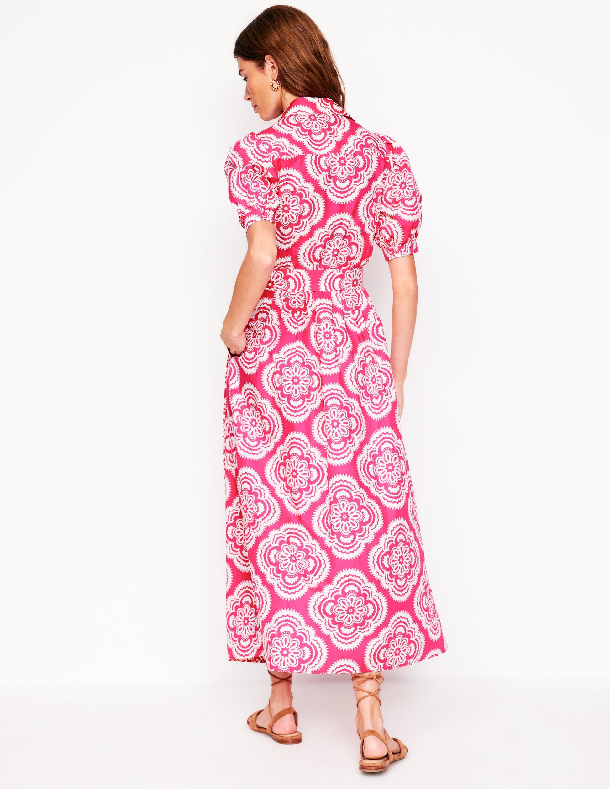 Alexa Maxi Shirt Dress-Pink Peony, Botanic Blush-3
