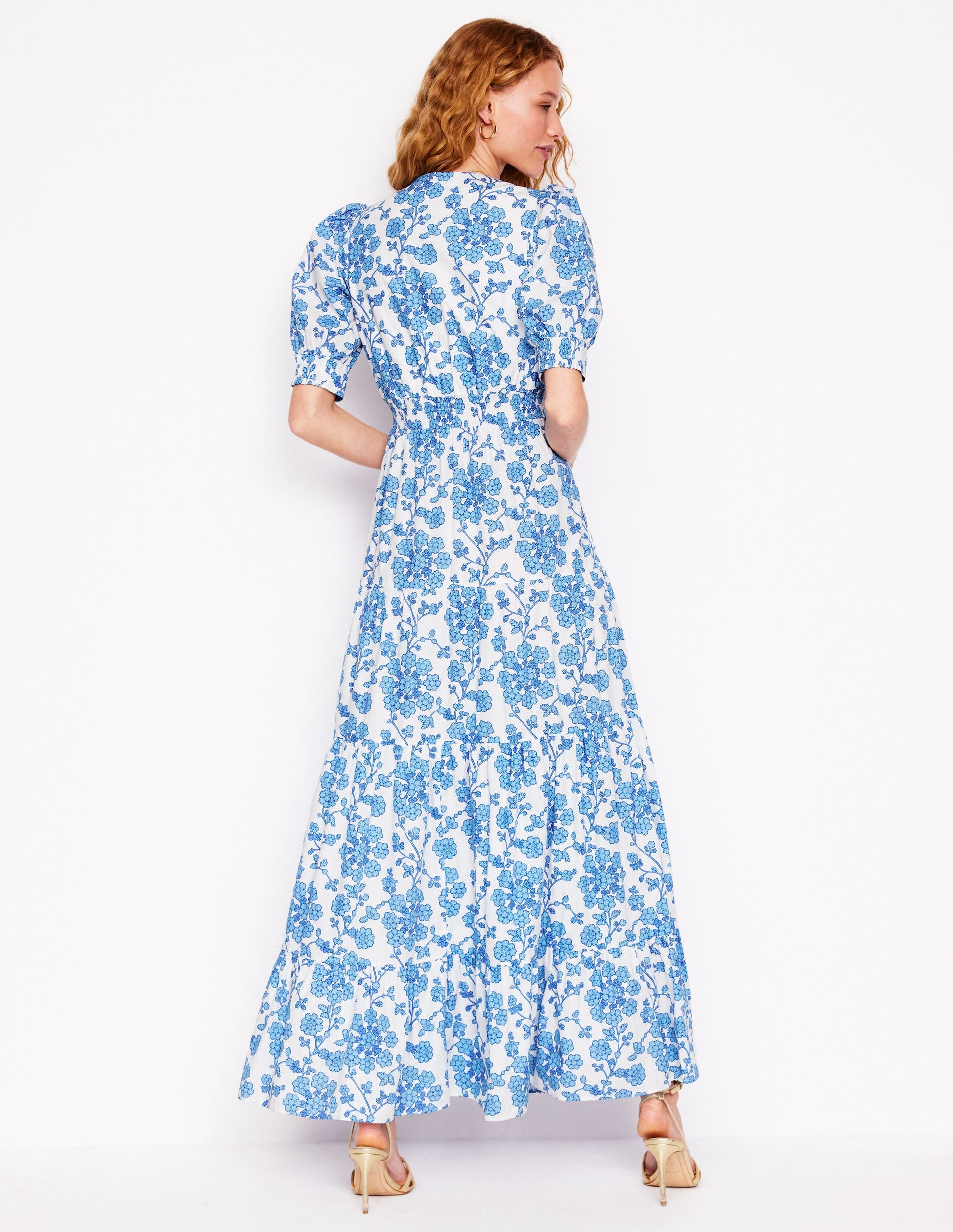 Bella Puff Sleeve Maxi Dress-Ivory, Trailing Yarrow-3