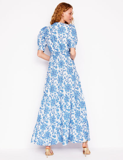 Bella Puff Sleeve Maxi Dress-Ivory, Trailing Yarrow-3