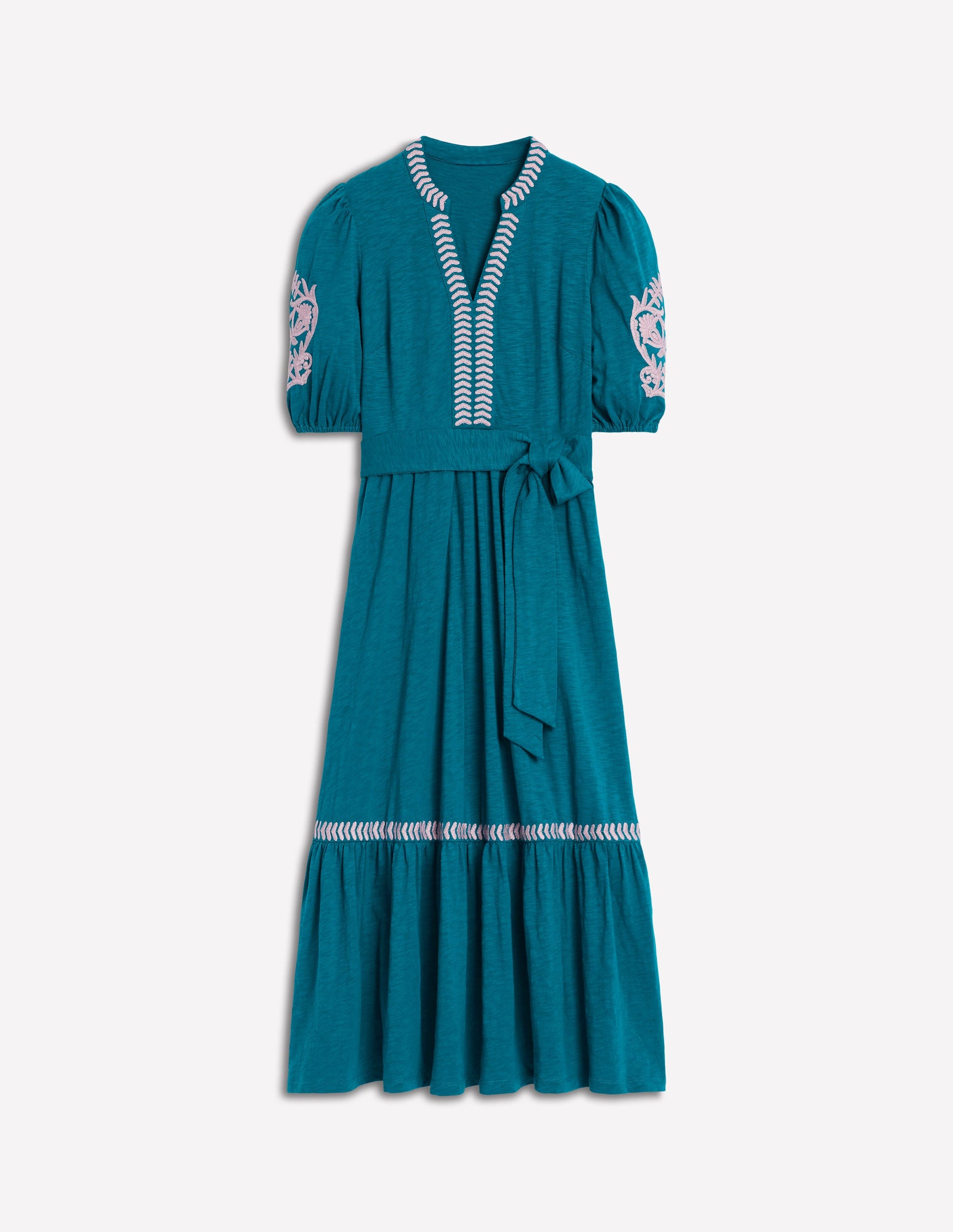 Amara Embroidered Jersey Dress-Deep Sea, Meadowsweet Pink-6