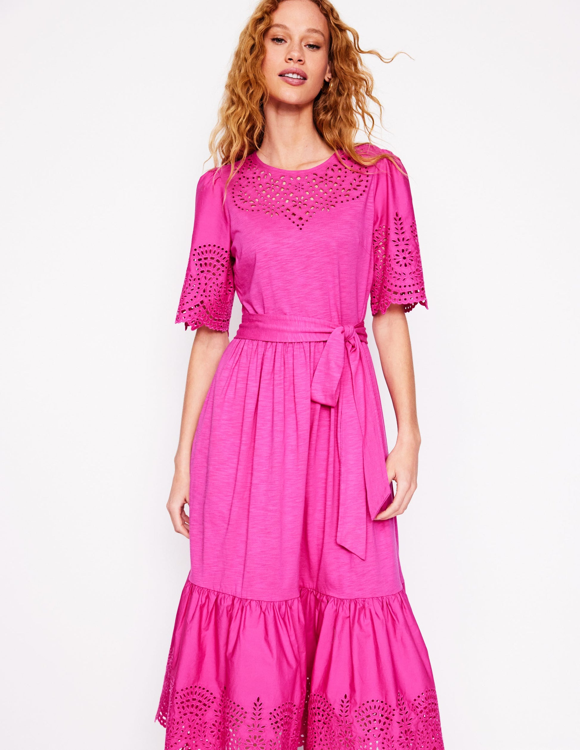 Isabel Broderie Mix maxi Dress-Cosmos Pink-4
