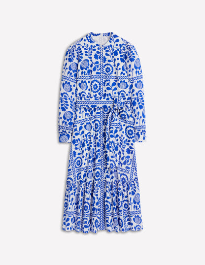 Mia Tiered Shirt Dress-Gallery Blue, Vine Tile-6
