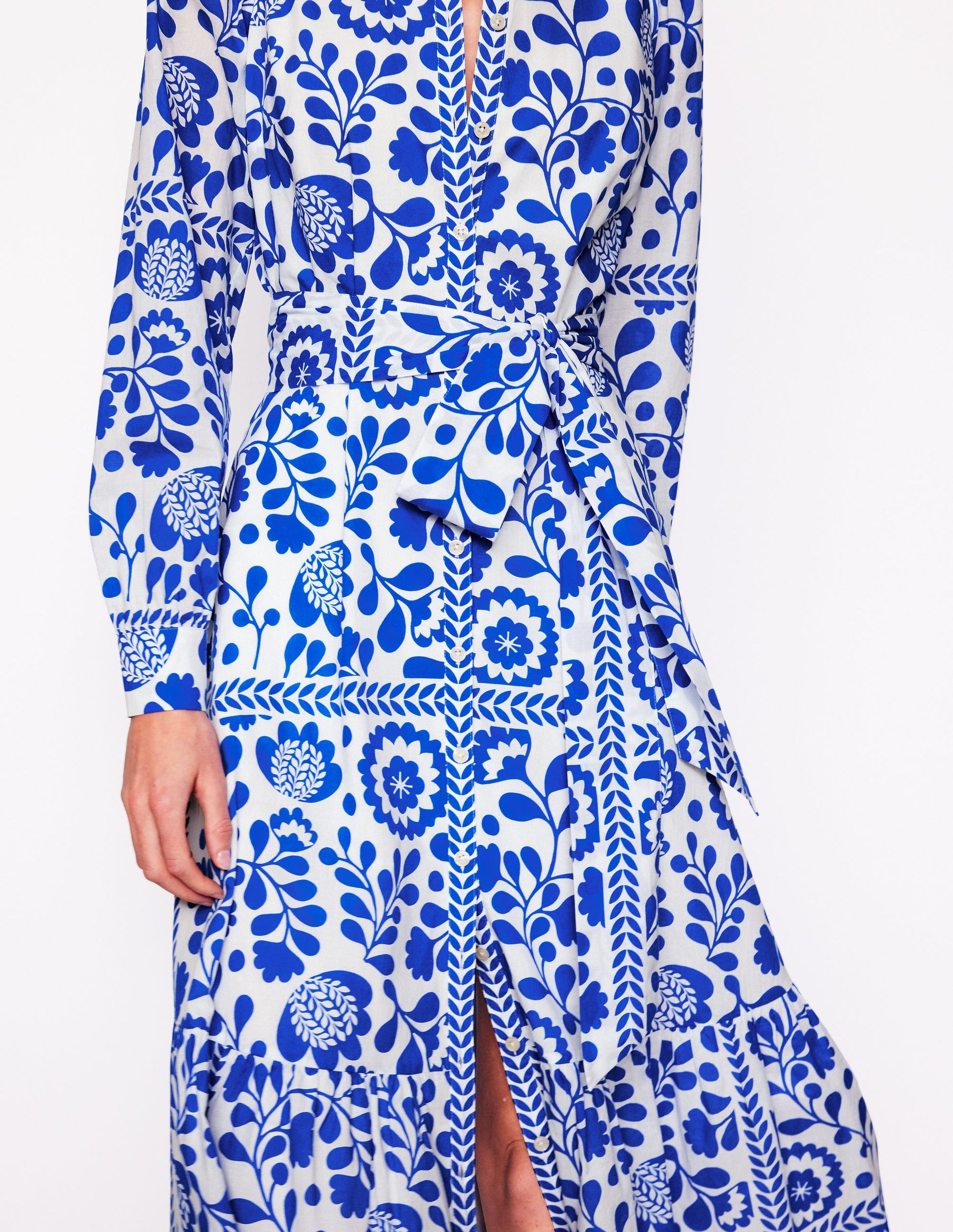 Mia Tiered Shirt Dress-Gallery Blue, Vine Tile-2