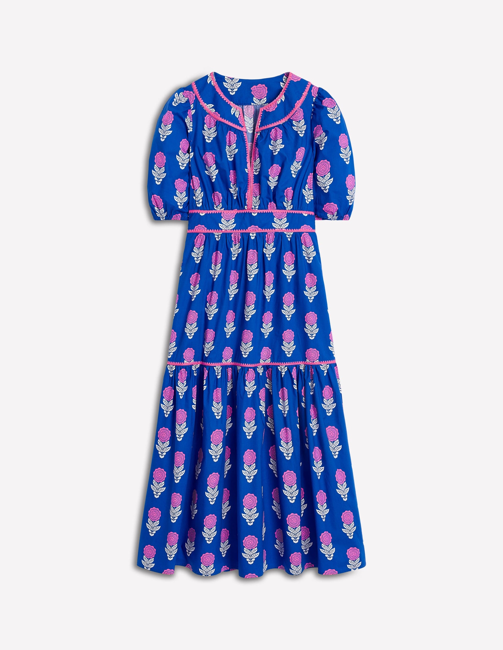 Rhea Embroidered Midi Dress-Gallery Blue, Dahlia Sprig-7