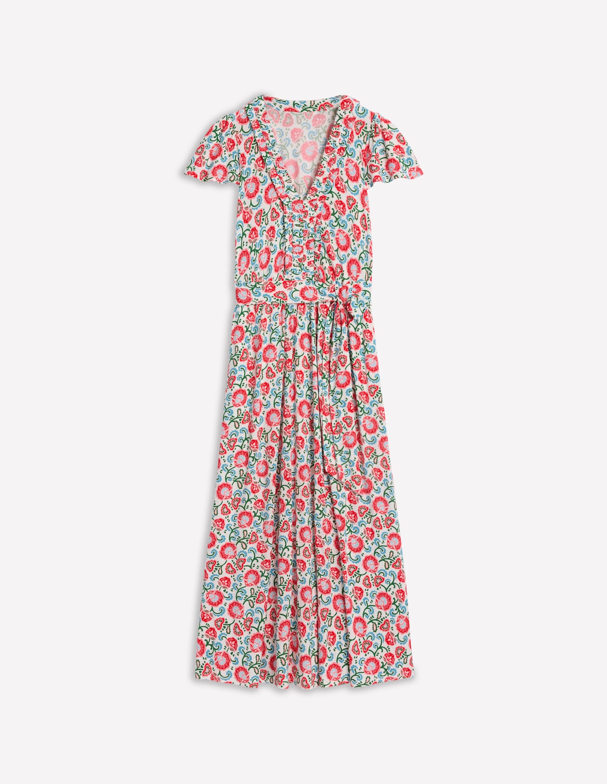 Nicola Jersey Tea Dress-Ivory, Garden Vine-6