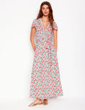 Nicola Jersey Tea Dress-Ivory, Garden Vine