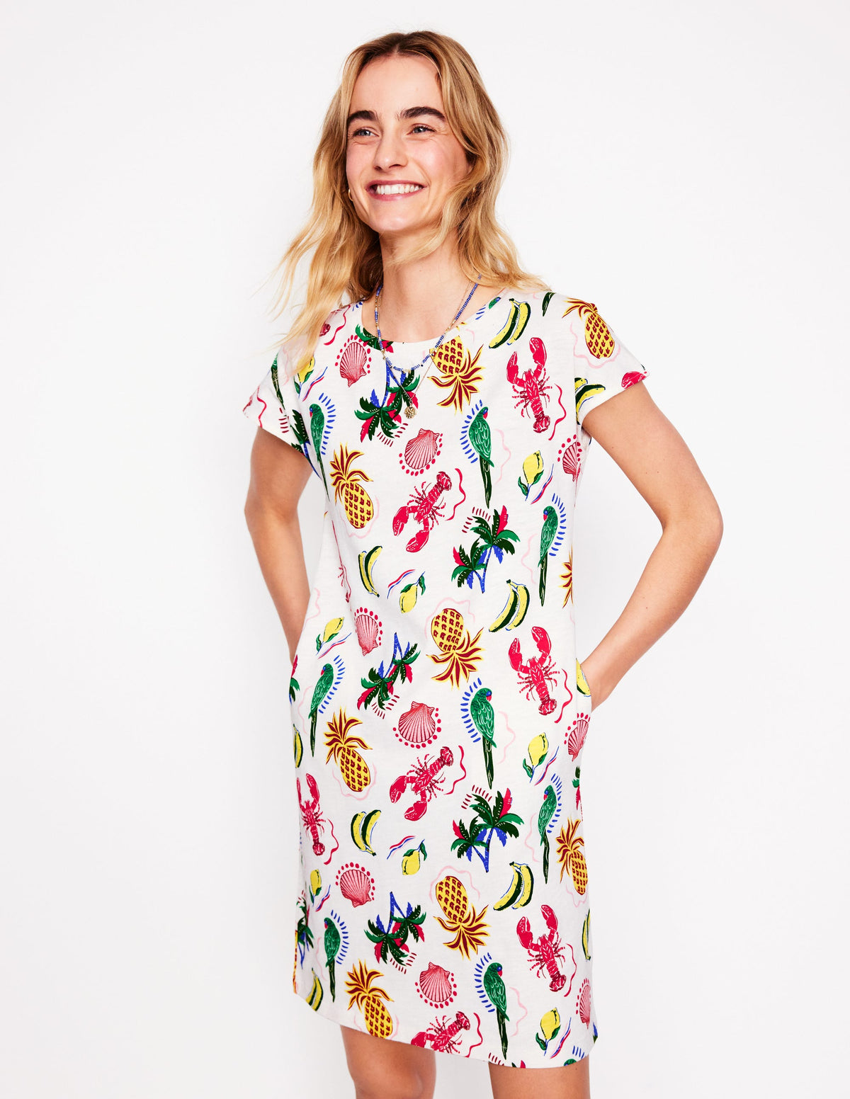 Leah Jersey T-shirt Dress-Tropical Bonanza Vine - Image 1