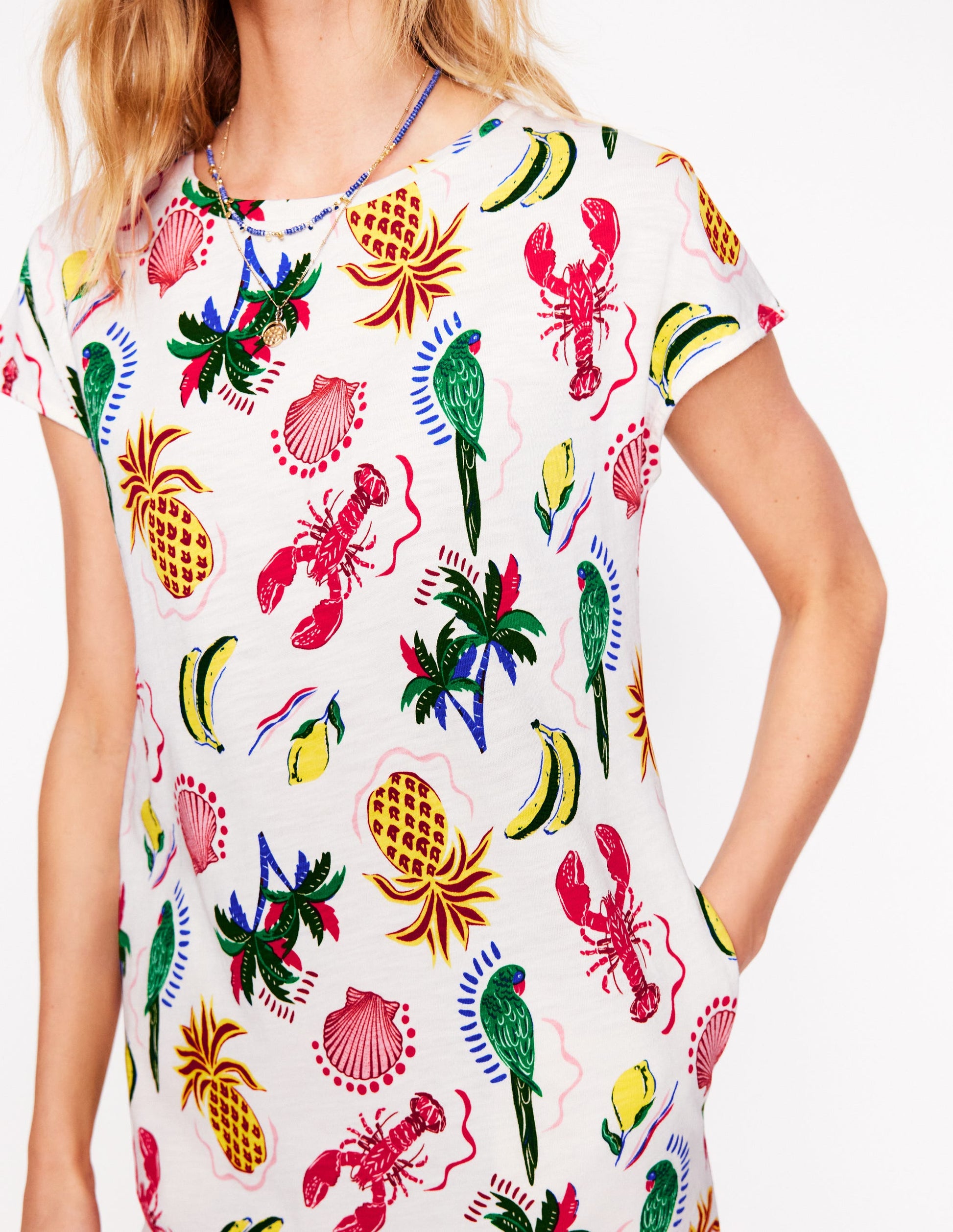 Leah Jersey T-shirt Dress-Tropical Bonanza Vine-2