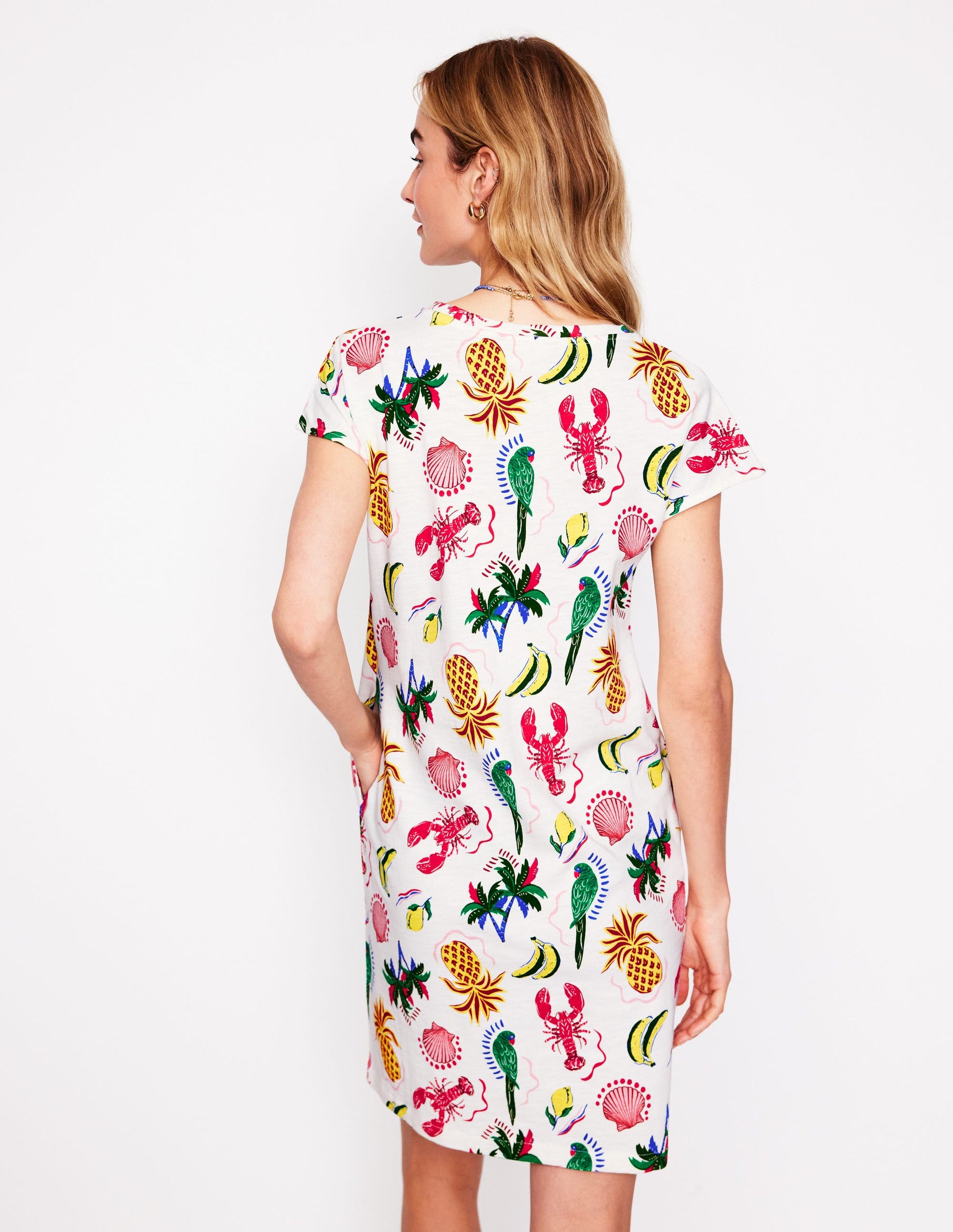 Leah Jersey T-shirt Dress-Tropical Bonanza Vine-3