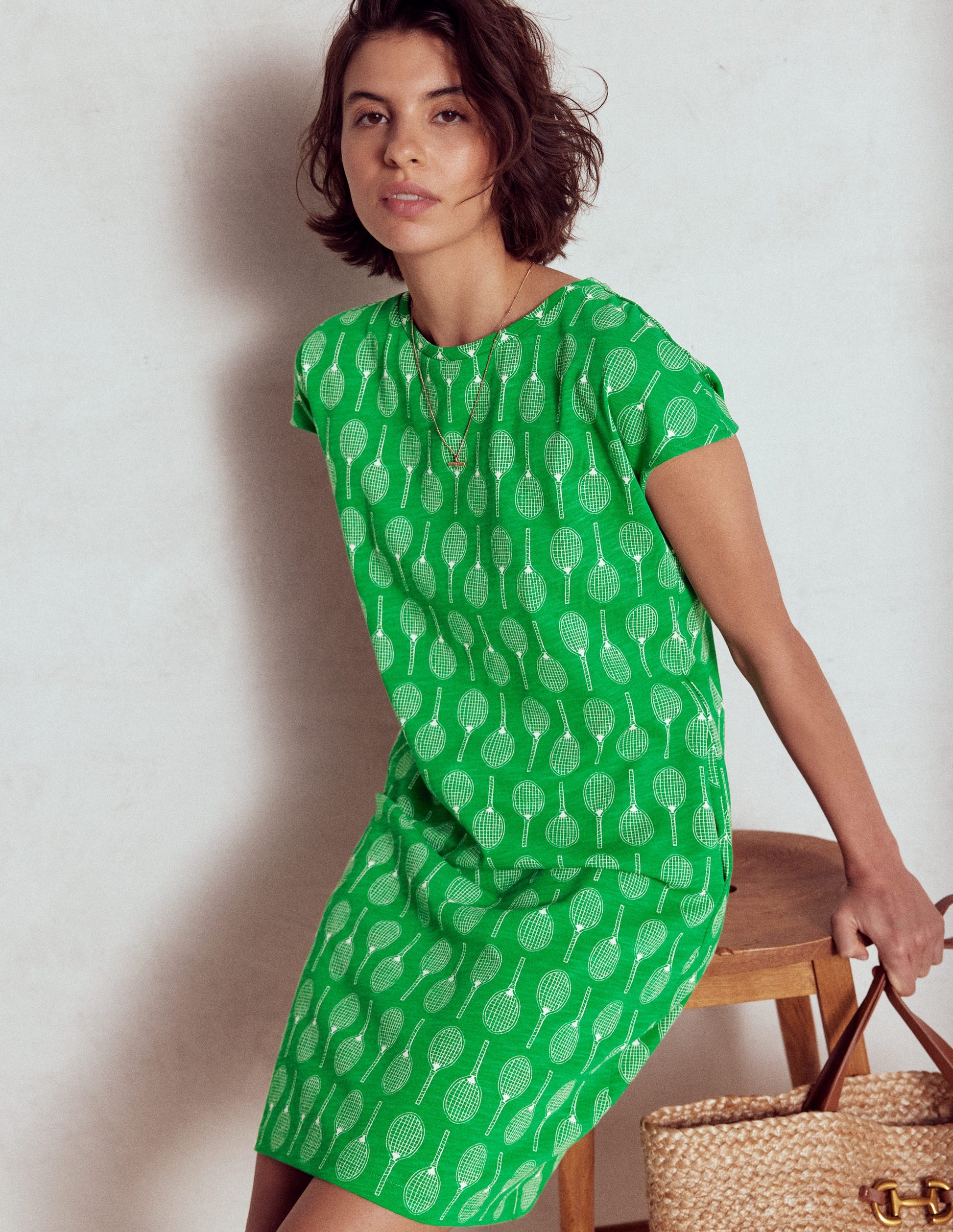 Leah Jersey T-shirt Dress-Rich Emerald, Tennis-1