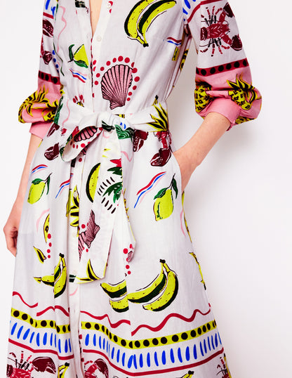 Clara Linen Blend Shirt Dress-Multi, Tropical Bonanza