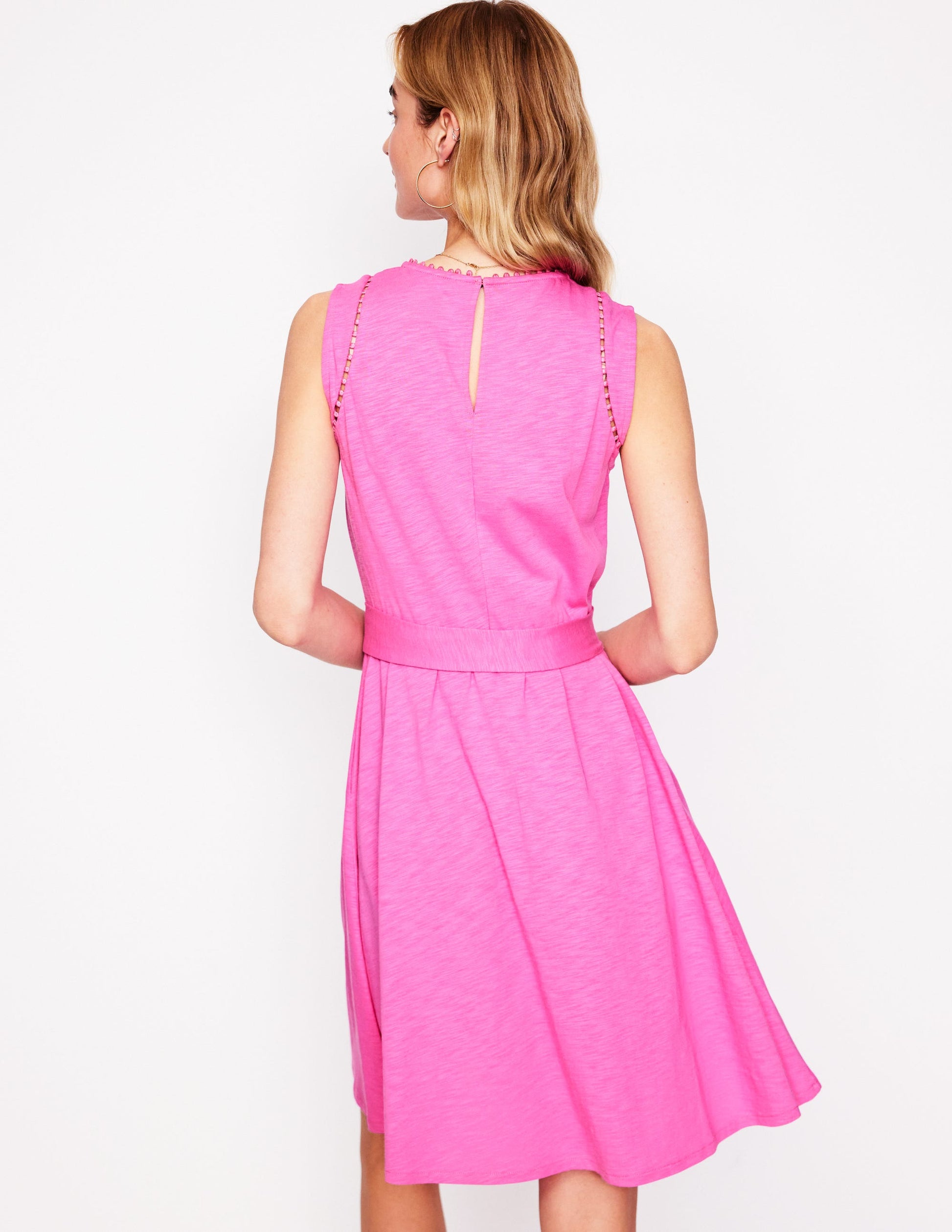 Mila Trim Short Jersey Dress-Tickled Pink-3