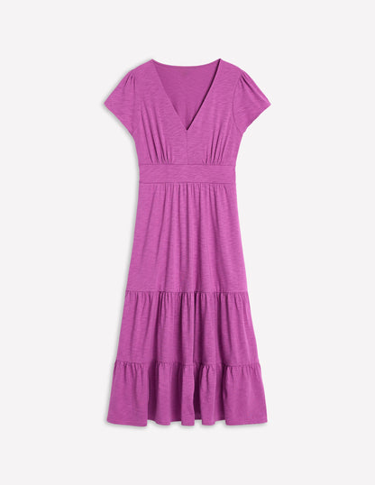 Eloise Tiered Jersey Dress-Foxglove Purple-7