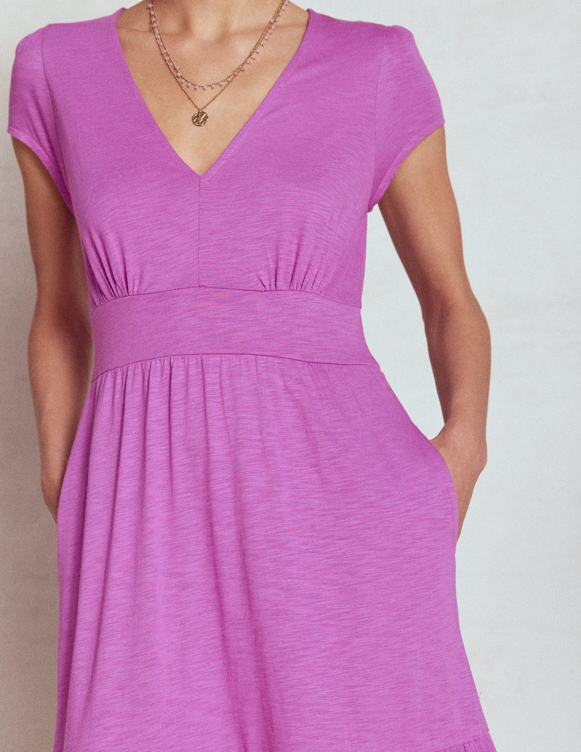 Eloise Tiered Jersey Dress-Foxglove Purple-4